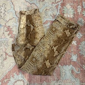 Snake Print Straight Leg High Rise Pants